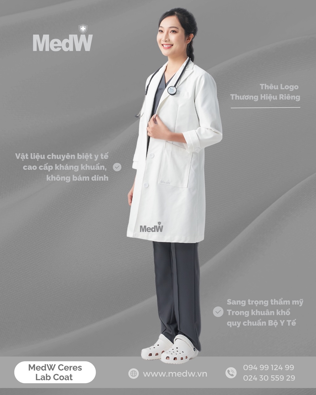 MedW Venus Lab Coat (Nữ) Áo Blouse Bác Sĩ Thẩm Mỹ Da Liễu Nha Khoa, Chuyên Gia Dinh Dưỡng, Sản Nhi Trang Phục Y Tế Phòng Khám Bệnh Viện Chuyên Khoa Đa Khoa