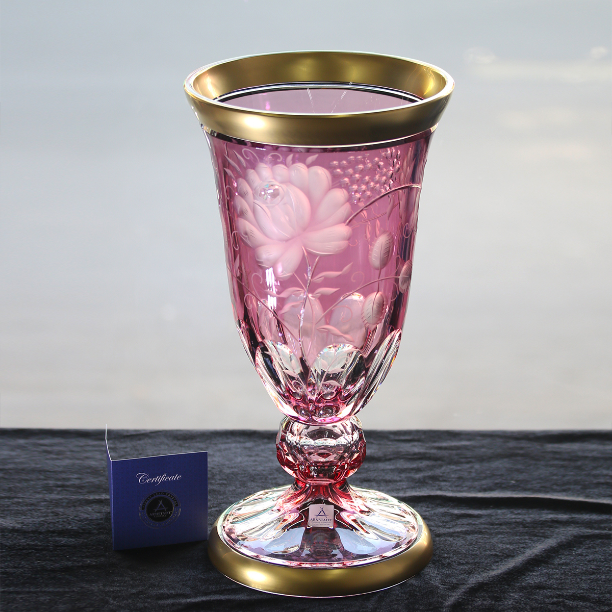 Bình Cắm hoa Primerose Gold Pha lê Màu - Mạ vàng Arnstadt Cao 40cm
