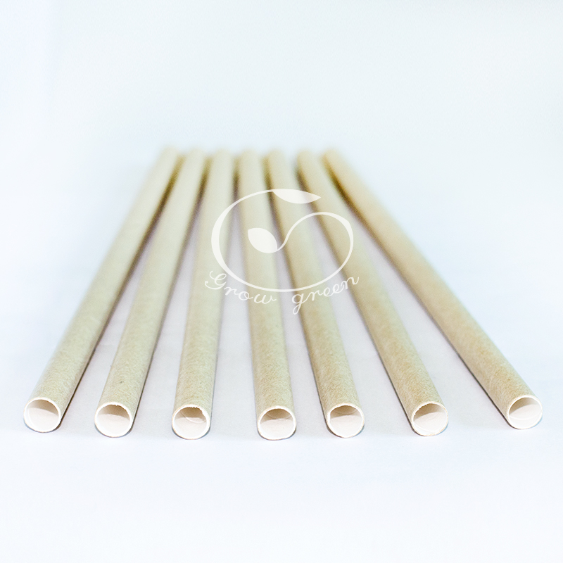 250 Ống hút giấy cao cấp 8mm x 200 mm dùng một lần, màu giấy kraft nguyên bản, để uống sinh tố, sữa lắc, thức uống đá xay.