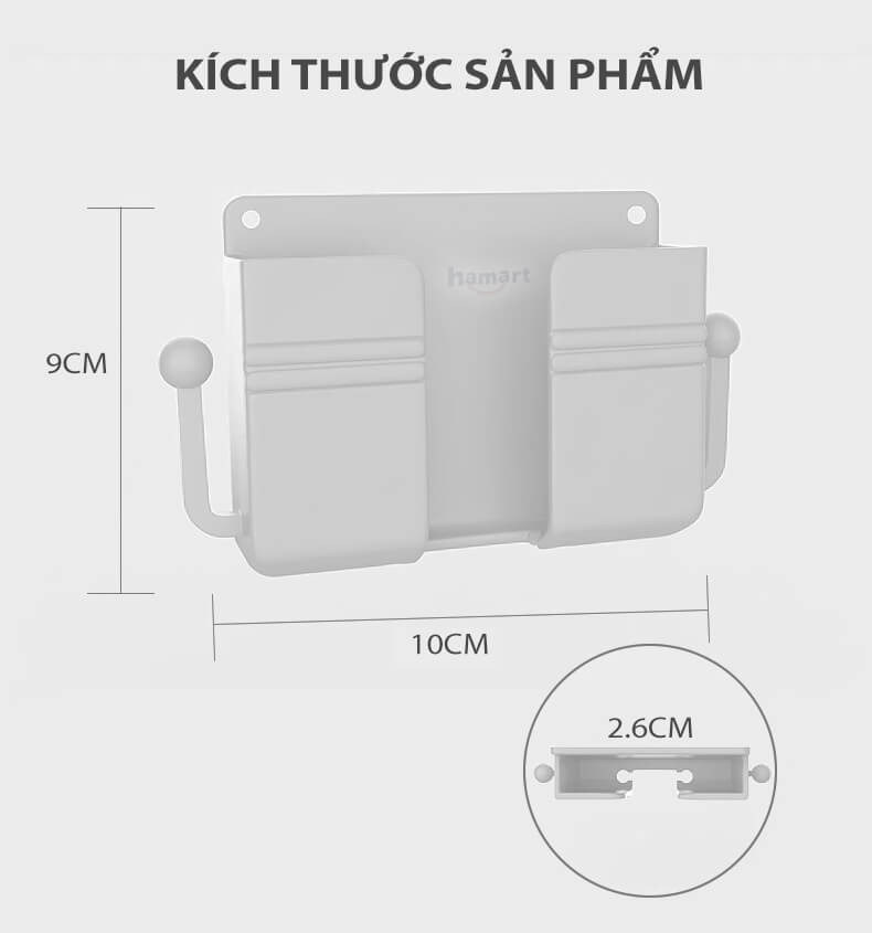 Giá Để Điện Thoại Dán Tường Đa Năng Đựng Điều Khiển Remote Màu Trắng Keo Siêu Dính Tiện Lợi