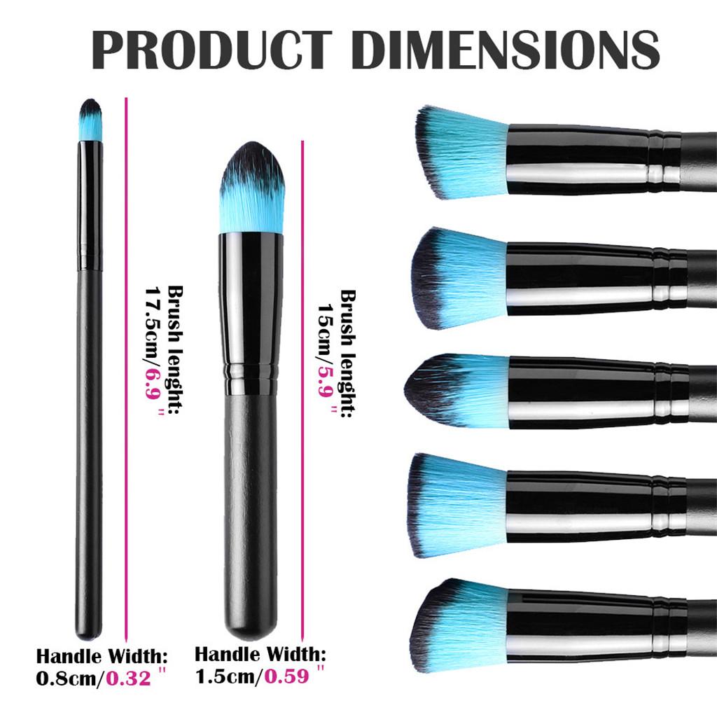 10 Pcs Makeup Brush Set Professional Wood Handle Kabuki Foundation Blending Blush Concealer Eye Face Liquid Powder Cream Cosmetics Lip Brush Tool Brushes Kit with Zipper Bag Black