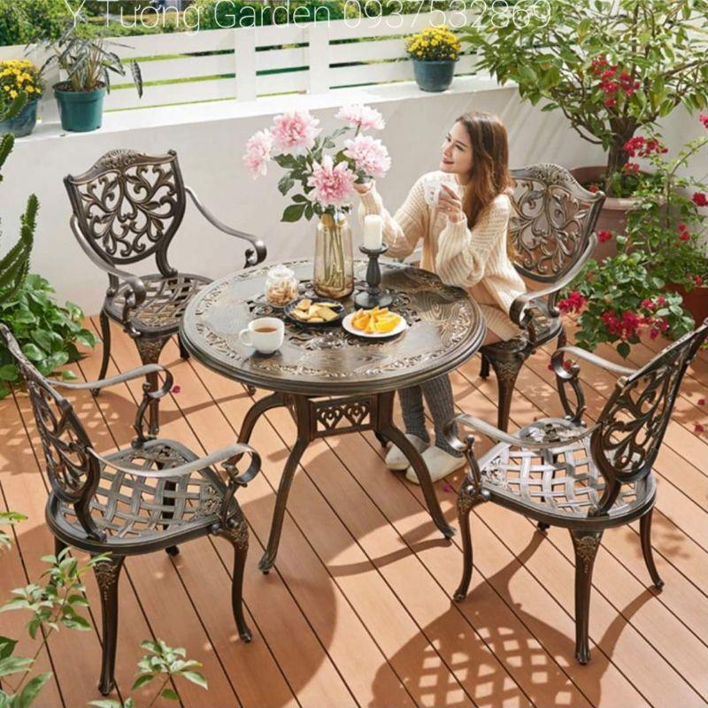 Bàn ghế sân vườn ngoài trời nhôm đúc