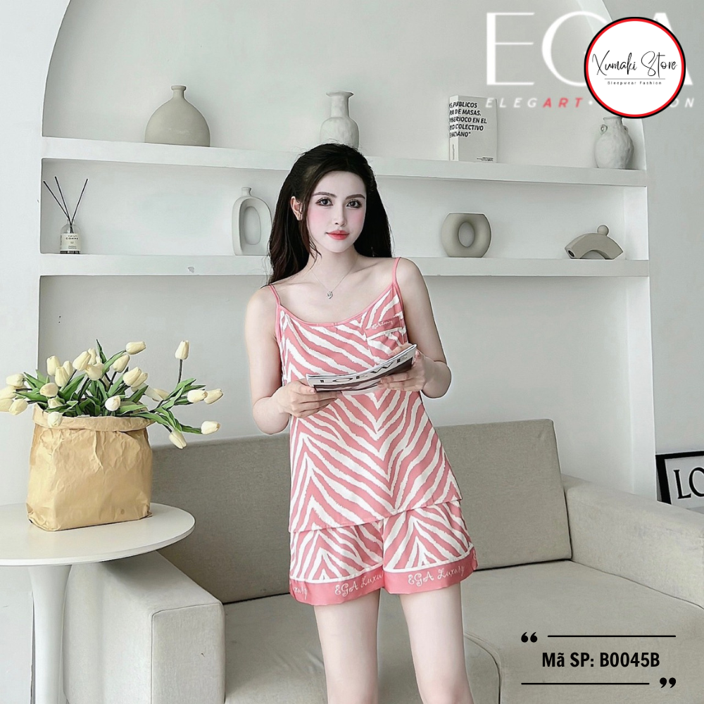 Bộ 2 dây nữ họa tiết nổi bật màu hồng cam chất lụa cao cấp Xumaki Store BO045B