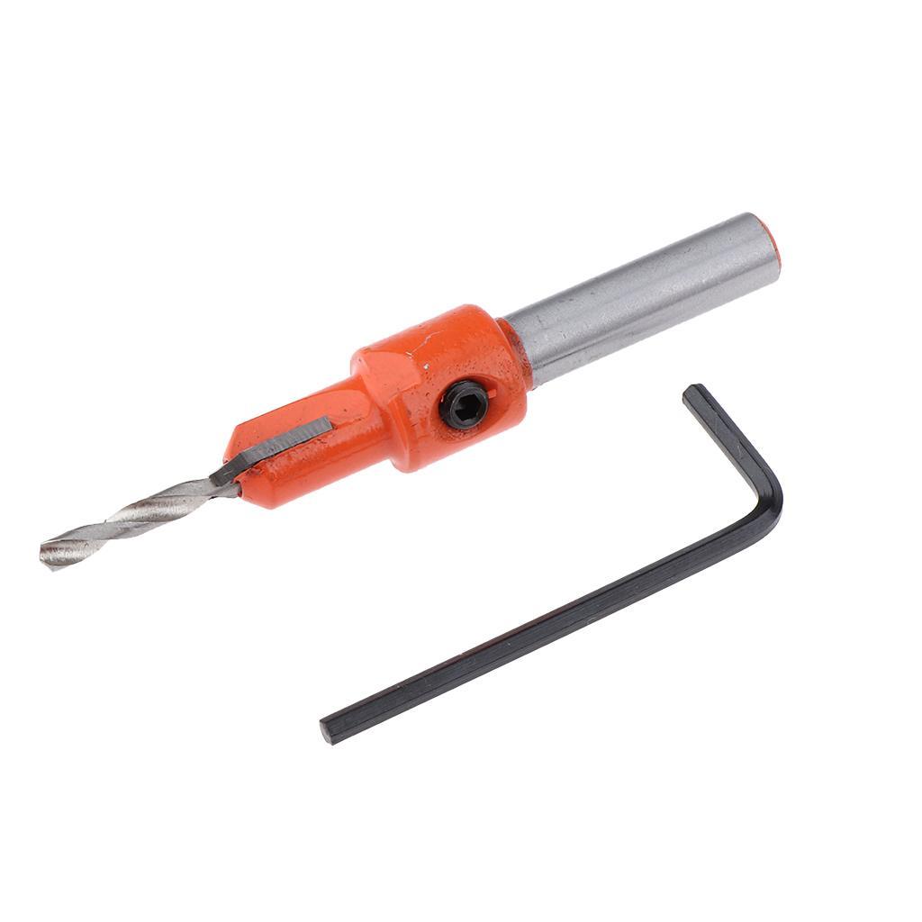 2 Piece 8mm Shank Countersink Drill Bit with Hex Key for Wood DIY, 10mm Diameter