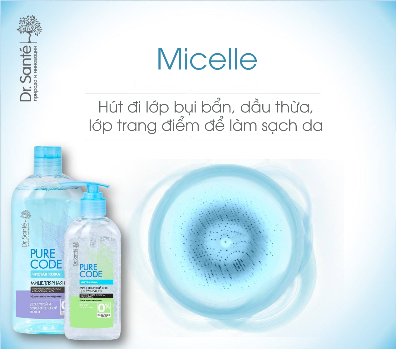 Nước tẩy trang Micellar Pure Cоde dành cho mọi loại da 500ml