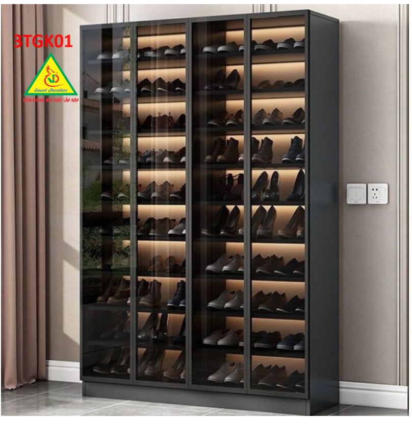 Tủ giày cánh kính 3TGK01 (Tủ không đèn)- Nội thất lắp ráp Viễn Đông Adv