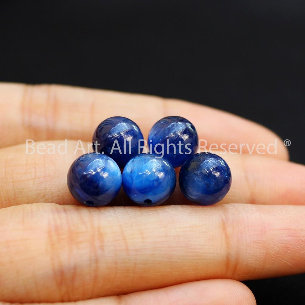 [1 Hạt] 8MM-8.5MM Đá Kyanite Tự Nhiên Xanh Dương Loại AA, Đá Phối Vòng Tay Phong Thuỷ, Trang Sức, Chuỗi Hạt, Mệnh Thuỷ, Mộc - Bead Art