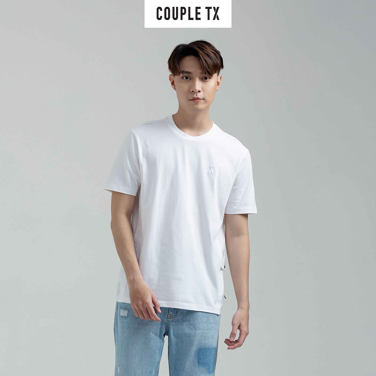 COUPLE TX - Áo Thun Nam Cotton Phối Dù Túi Sườn MTS 1165