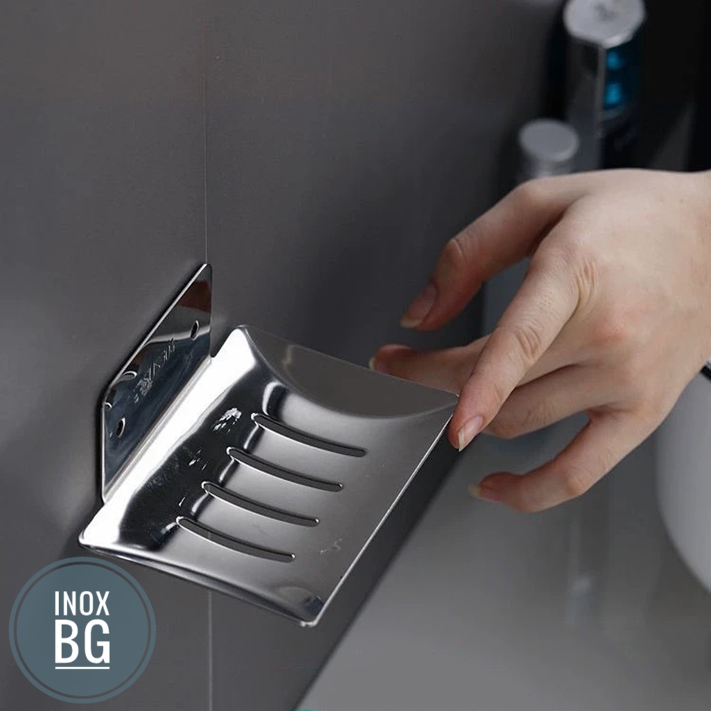 Khay đựng xà phòng tắm inox 304 mờ dán tường hoặc khoan tường