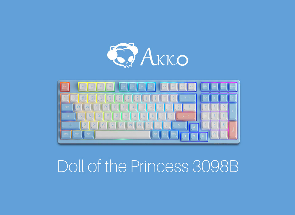 Bàn Phím Cơ Máy Tính Không Dây - AKKO 3098B Multi-modes Doll Of The Princess| Bluetooth5.0| Wireless2.4Ghz| Hotswap| Foam Tiêu Âm| AKKO CS Jelly Switch| Chuyên Game| Hàng Chính Hãng