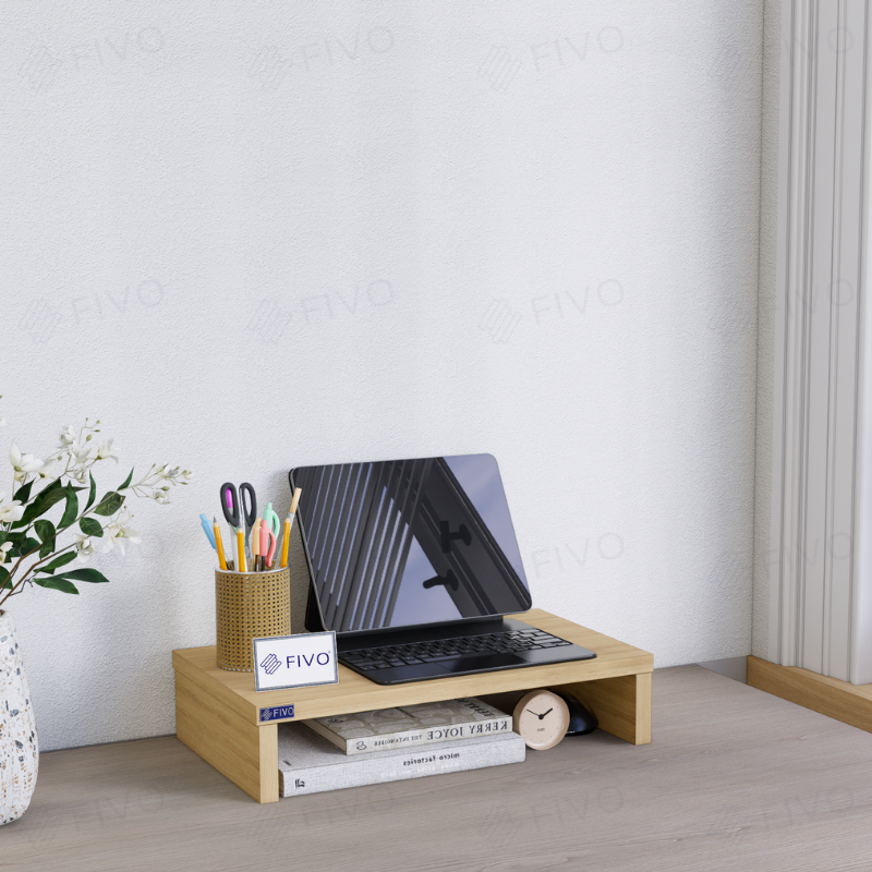 Kệ Máy Tính Gỗ Để Bàn FIVO FB25 Gỗ Dày Chống Ẩm, Gọn Gàng Góc Làm Việc, Nâng Chiều Cao Màn Hình, Bảo Vệ Đốt Sống Cổ
