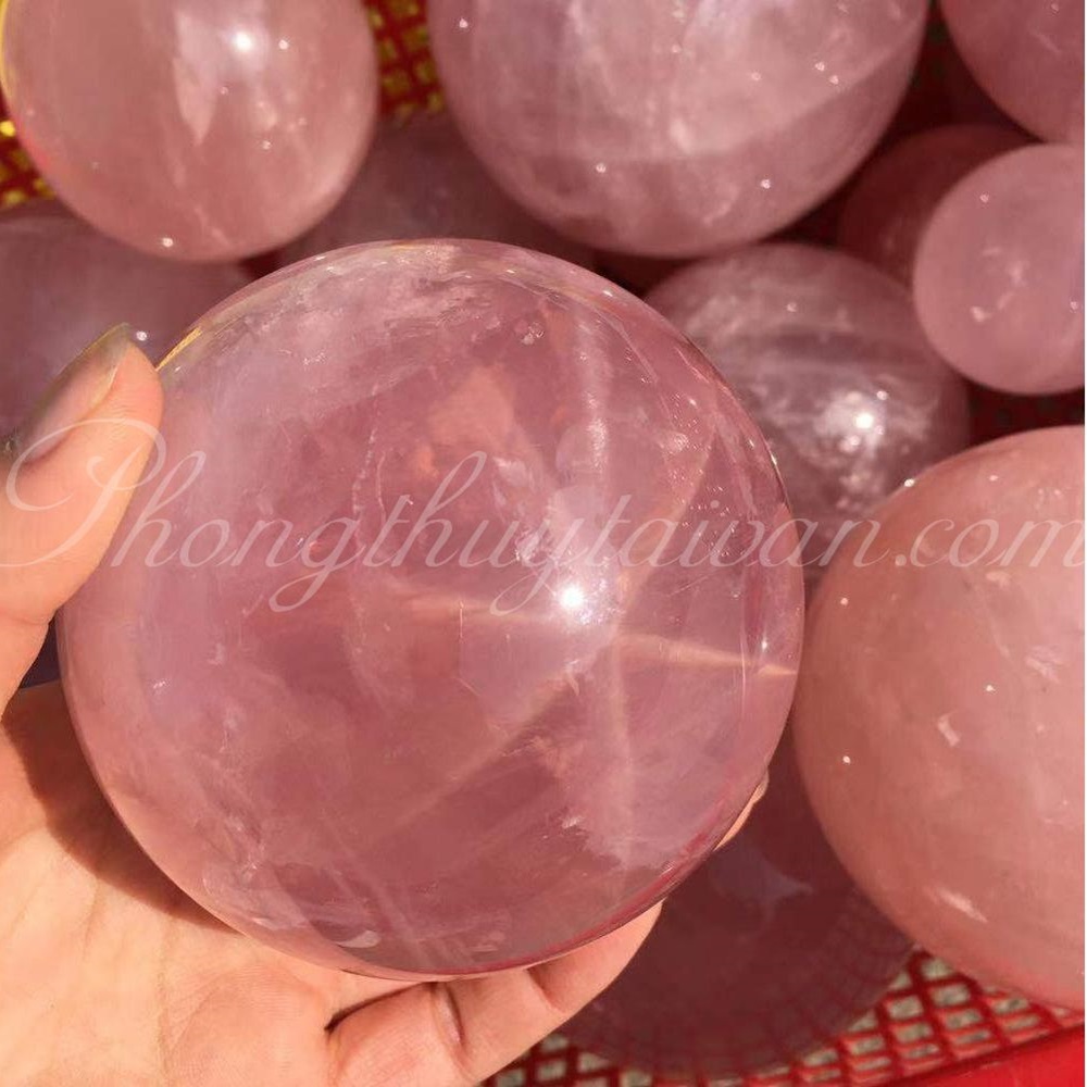 Bi cầu đá Thạch Anh màu Hồng