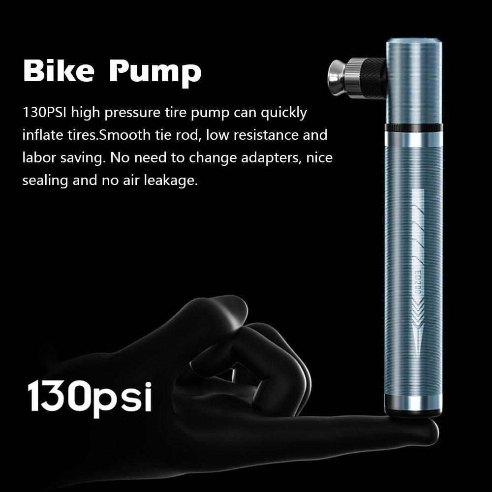 Máy Bơm Xe Đạp Mini Cầm Tay Áp Suất Cao 130Psi Tương Thích Với Presta & Schrader