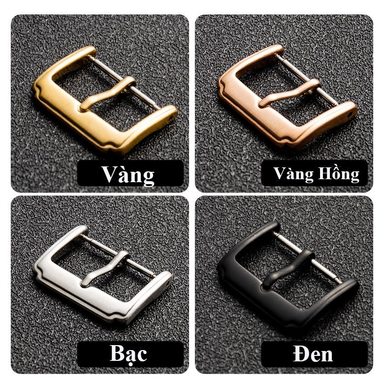 Dây đồng hồ da bò mặt cật trơn, size 18mm 19mm 20mm 21mm 22mm - Nâu Đất Khóa Đen, Nâu Đất Khóa Đen