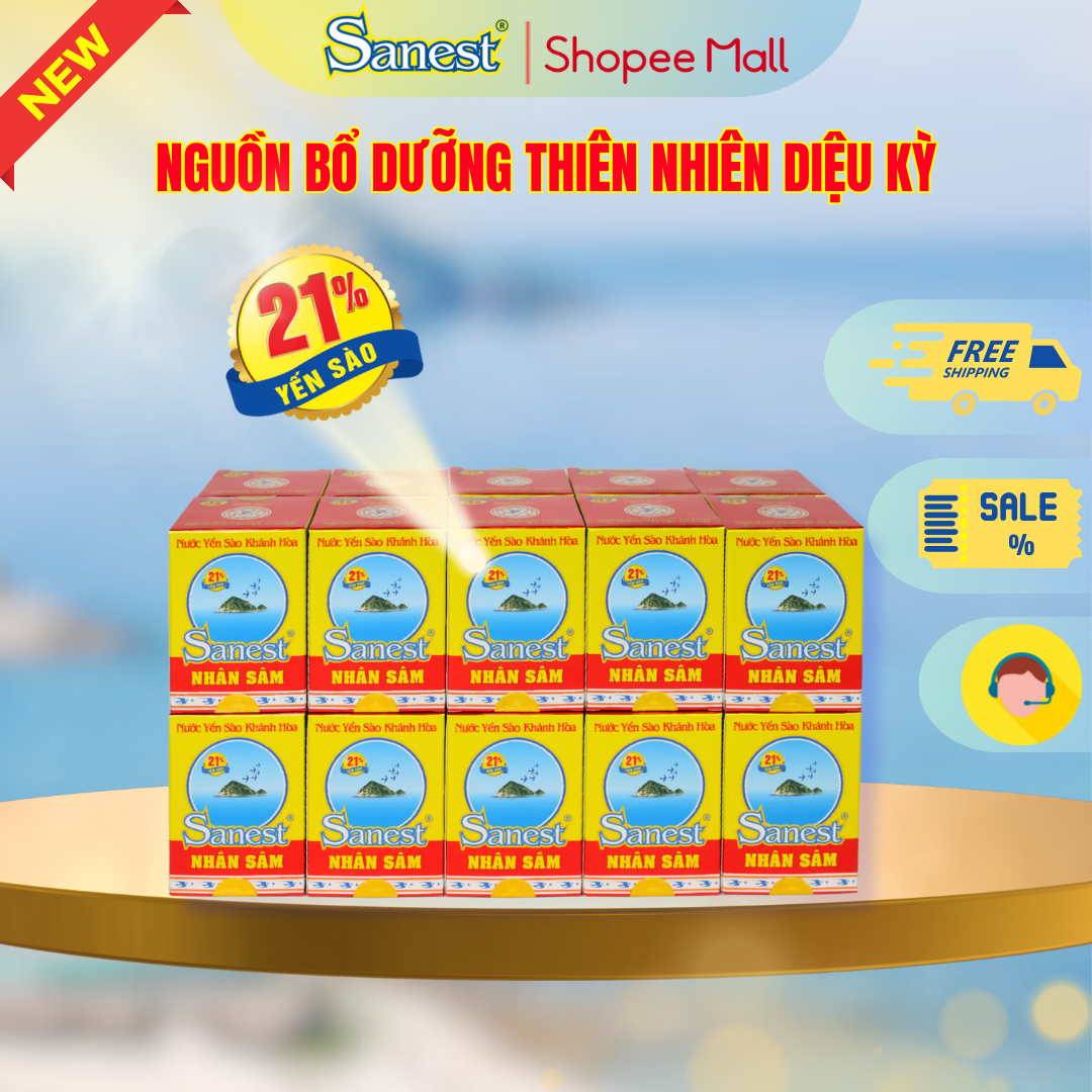 NEW [ Combo 20 lọ] Nước Yến sào Khánh Hòa Sanest 21% - Nhân Sâm