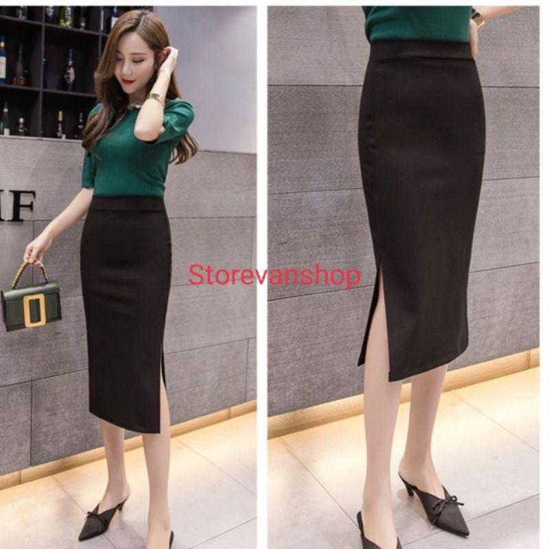 Chân váy bút chì dáng dài hàng thiết kế cao cấp ️chất liệu vải nhập có độ co giản tốt Shop váy công sở Bigsize BC0002