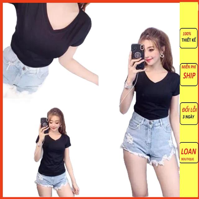 Áo thun cổ tim body thun lạnh hàng có size S,M,L