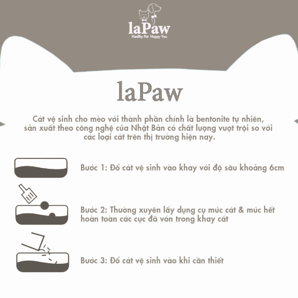 Cát vệ sinh cho mèo laPaw đất sét mix than hoạt tính siêu vón cục, siêu khử mùi, thơm lâu, ít bụi 15L