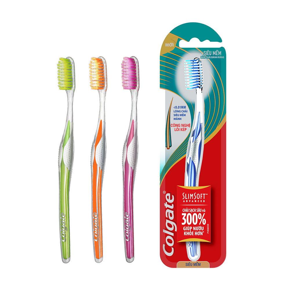 Bàn chải đánh răng Colgate ngăn chảy máu nướu Slimsoft Advanced siêu mềm mảnh (Màu ngẫu nhiên)