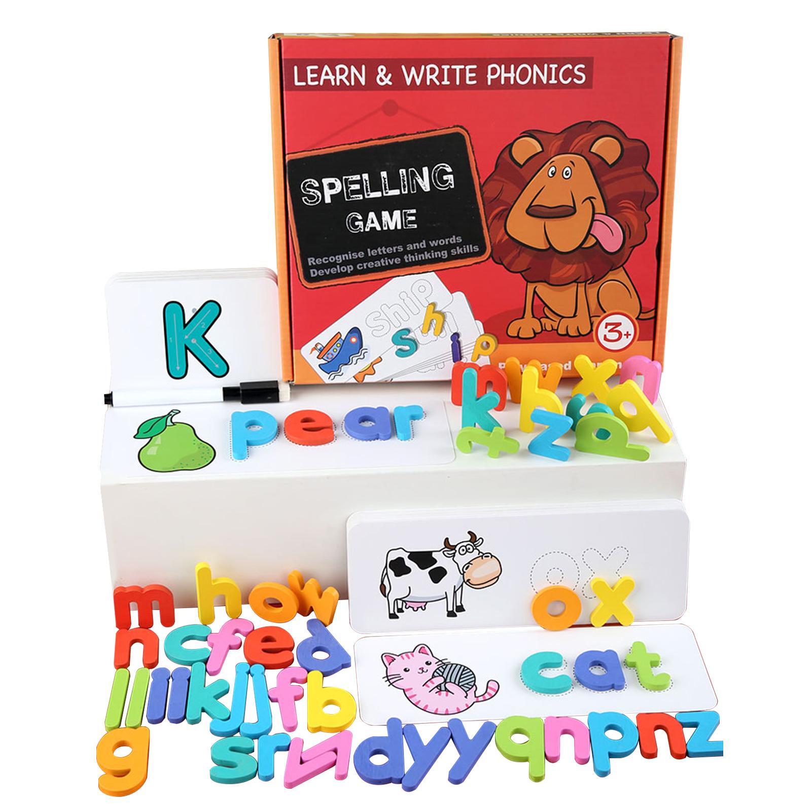 Wood Spelling Words Game Letter Recognition Card Montessori Puzzle Letter Writing Practice STEM Early Educational Toy