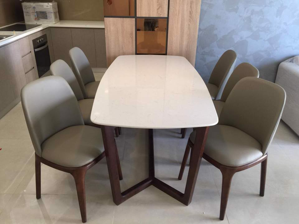 Bộ bàn Concorde 1m6 + 6 ghế Grace không tay