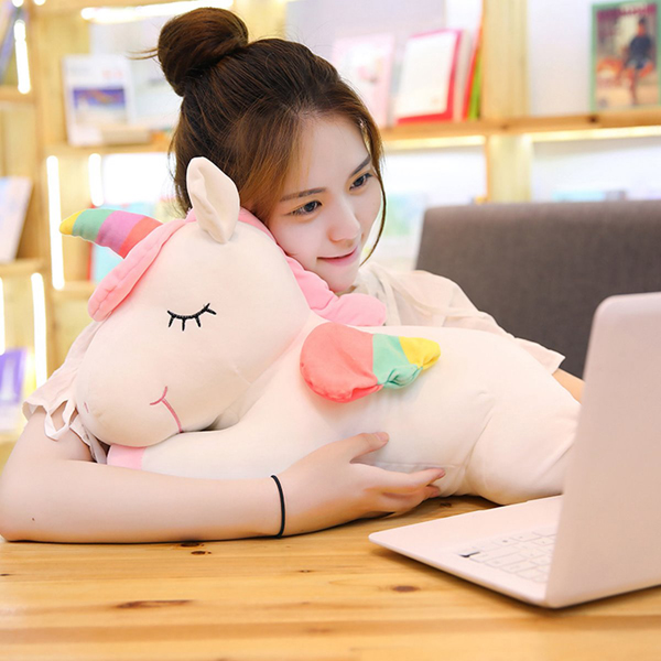 Gấu bông ngựa một sừng unicorn nằm (60 cm) gb45 (Màu Trắng)