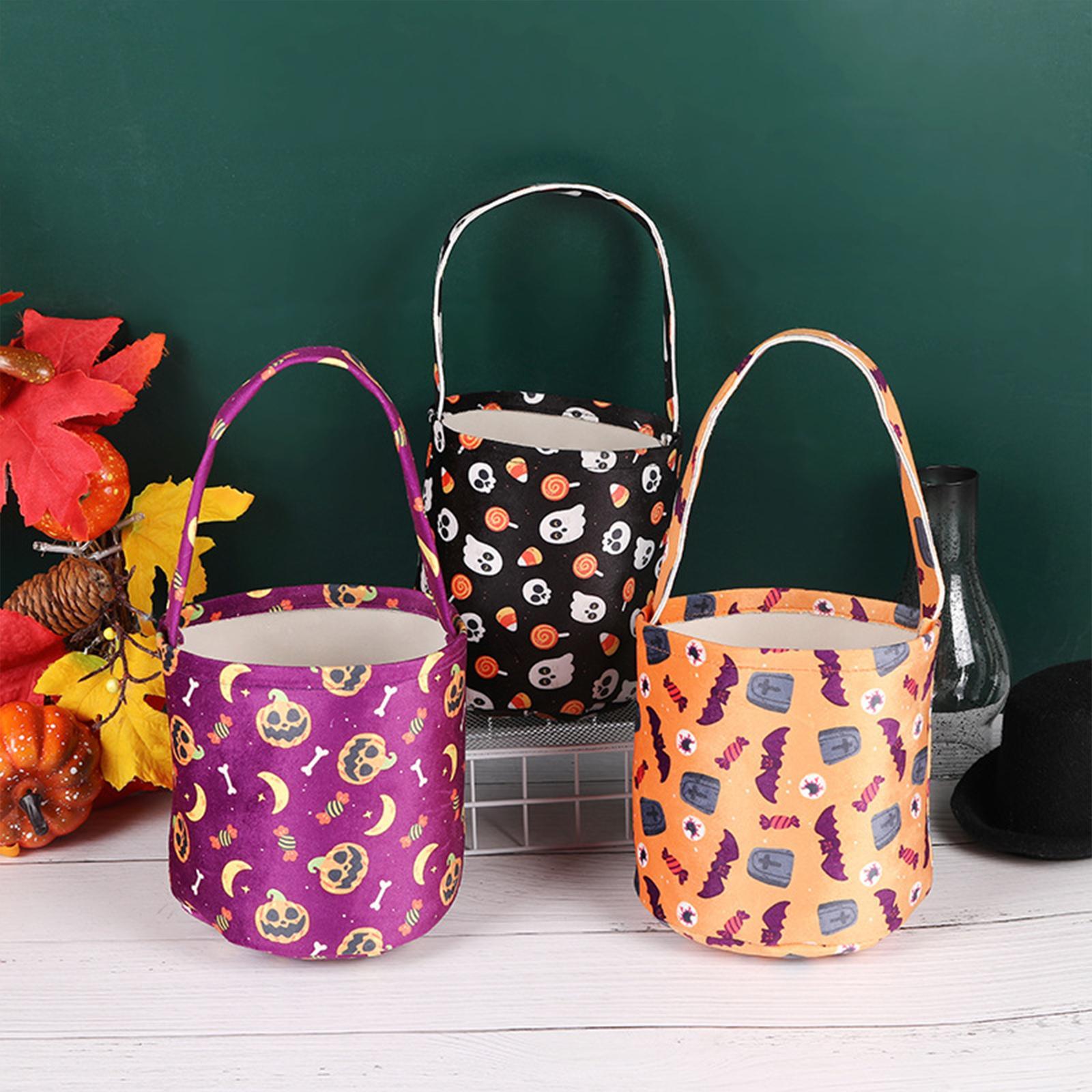 3x Halloween Party Candy Bag, Candy Bucket, Portable Candy Tote Bucket, Halloween Bags Decor