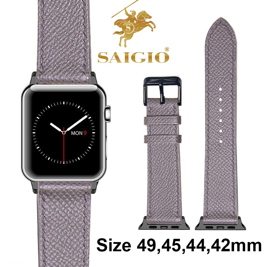 Dây Đồng Hồ Apple Watch 49mm 45mm 44mm 42mm, Chất Liệu Da Bê EPSOM Thảo Mộc Cao Cấp, Nhập Khẩu Từ Châu Âu, Dây Đeo Phong Cách Hiện Đại và Sang Trọng, Tương Thích Các Phiên Bản Series Ultra2/Ultra/SE2/SE/9/8/7/6/5/4/3/2/1