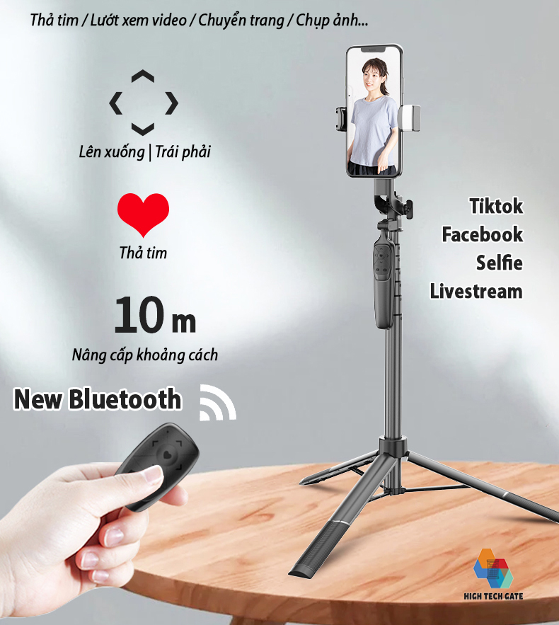 Gậy Chụp Hình Tay Cầm Gimbal Chống Rung CYKE A66 Quay Chụp Video Xoay 360º Ổn Định, Chụp Tự Sướng Selfie Du Lịch Cầm Tay Thu Gọn, Chân Đứng Ổn Định Chống Ngã, Điều Khiển Từ Xa Bluetooth Sử Dụng Được Với APP, Hàng Chính Hãng