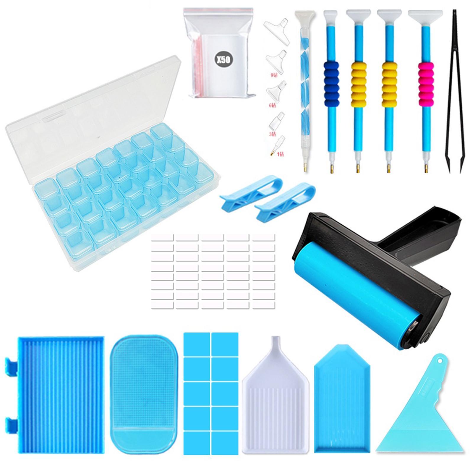 85 Pieces 5D Tools and Accessories with Tweezers, Bead Sorting Plate, Diamond Pen, Roller for Kids Adults