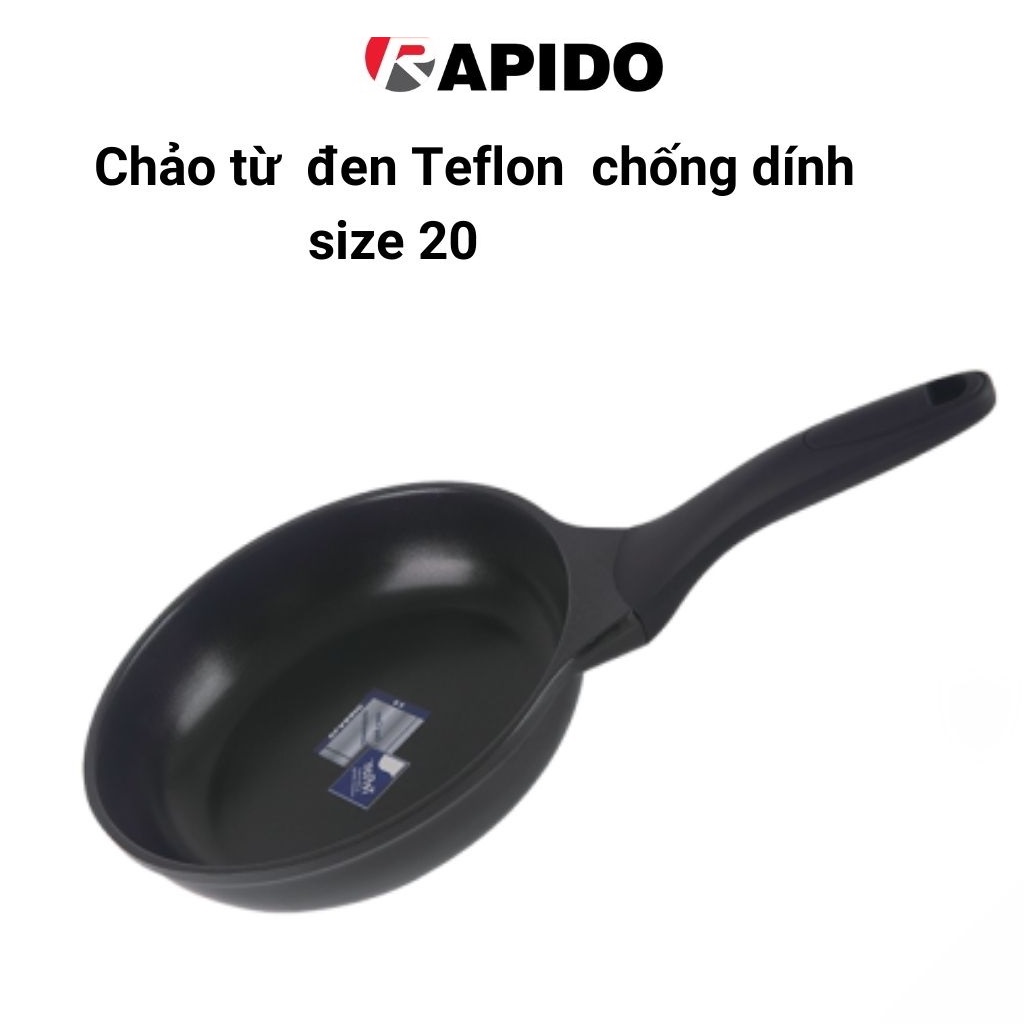 Chảo từ Rapido size 20 đáy phẳng Teflon RP20-RF chống dính, giữ nhiệt - Hàng chính hãng