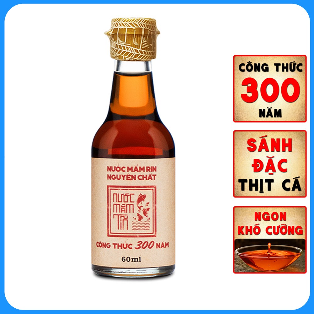 Nước Mắm Tĩn mini du lịch 40N đạm tự nhiên chai thủy tinh 60ml nước mắm rin nguyên chất truyền thống sạch là cốt nhĩ từ cá cơm than sánh đặc thịt cá không chất bảo quản