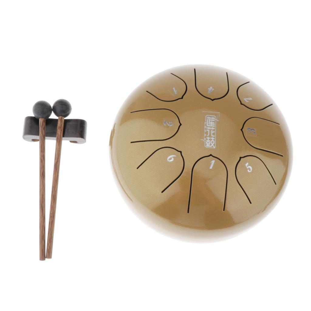 6 Inch Mini 8-Tone Steel Tongue Drum F Key Percussion Instrument Hand Pan Drum with 2pcs Drum Mallets