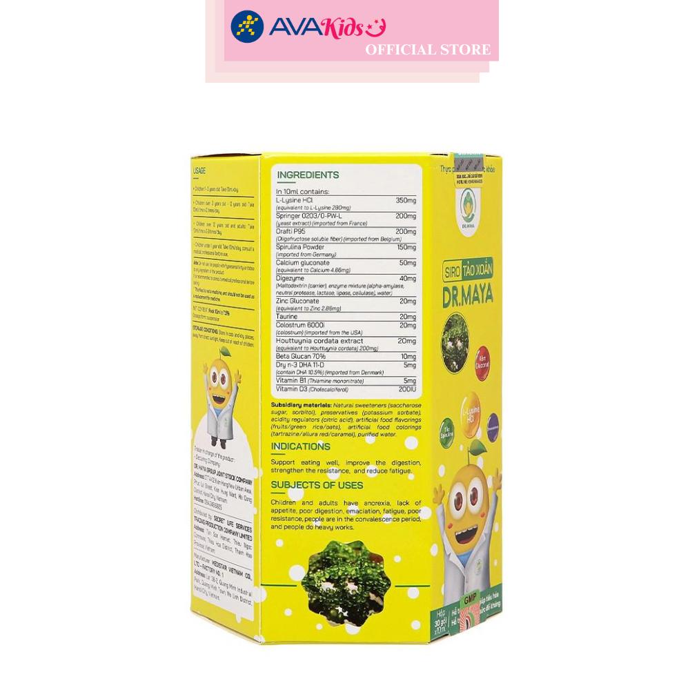 Siro tảo xoắn Dr.Maya giúp ăn ngon, tăng sức đề kháng 30 gói (từ 1 tuổi)
