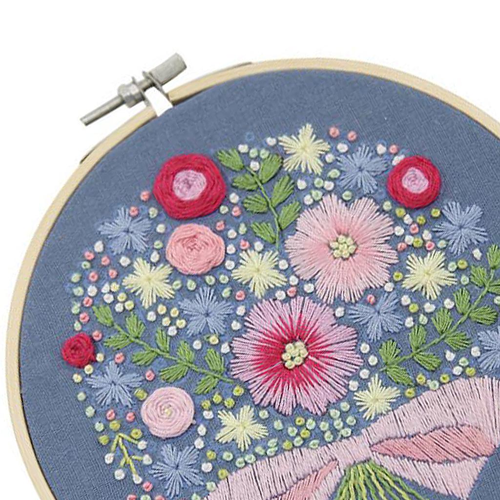 Embroidery Hoop Kids Adult Cross Stitch Threads Kits Flower Leaves 2 Styles