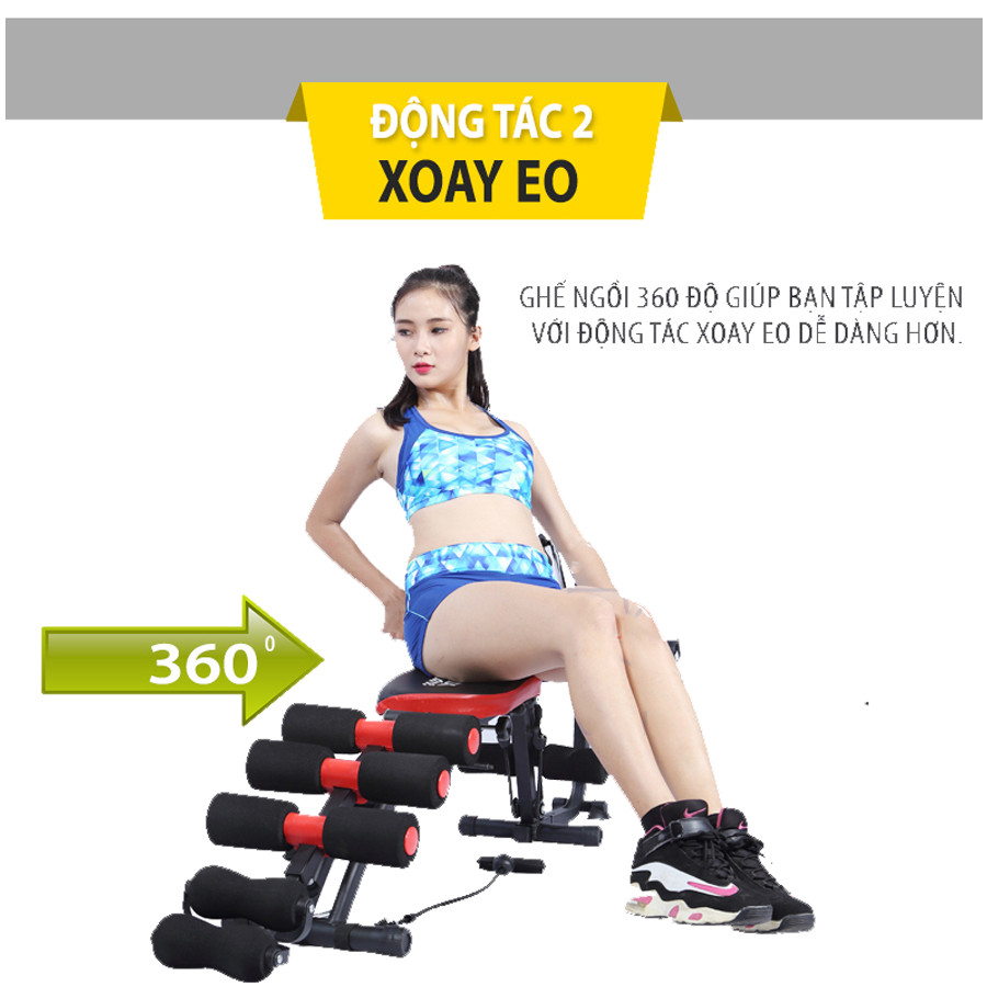 Máy Tập Cơ Bụng Đa Năng 6 Chức Năng Six Pack Care Đạp Xe Tập Giảm Mỡ Bụng Tại Nhà Đại Nam Sport + Kèm Máy Massage Chạy Pin