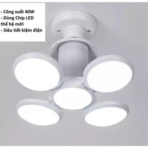 Bóng đèn tích điện led 4 cánh tròn hình trái banh, đuôi xoắn E27, sáng trắng