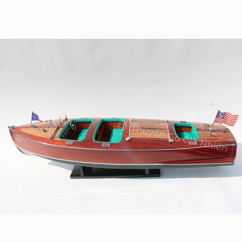 Mô Hình Thuyền Gỗ Phong Thủy Dạng Thuyền Đua Tốc Độ CHRIS CRAFT TRIPLE COCKPIT 1930 Chính Hãng Hàng Xuất Khẩu Chất Lượng Cao