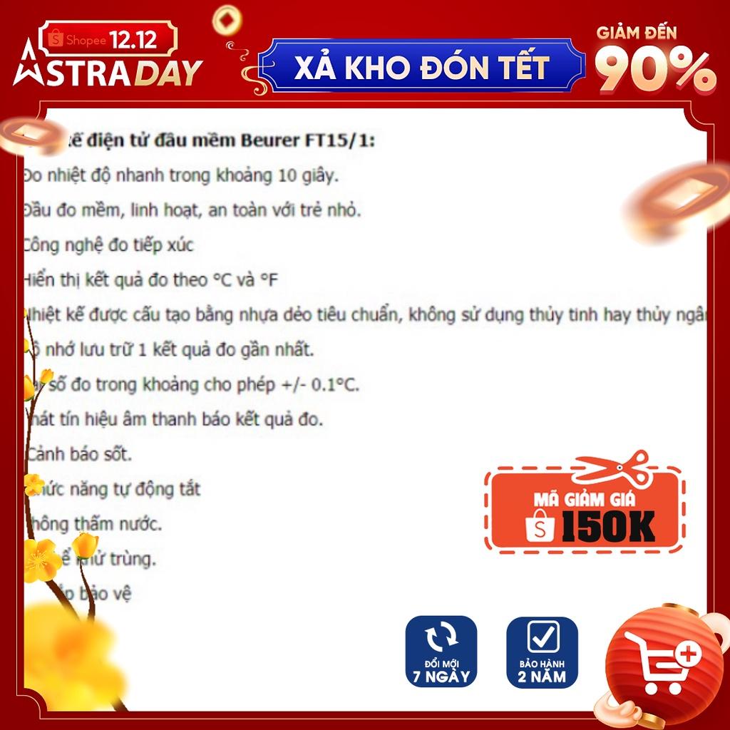 Nhiệt kế điện tử đầu mềm Beurer FT15/1, máy đo thân nhiệt, đo nhiệt độ, chống nước, đo nhanh chính xá