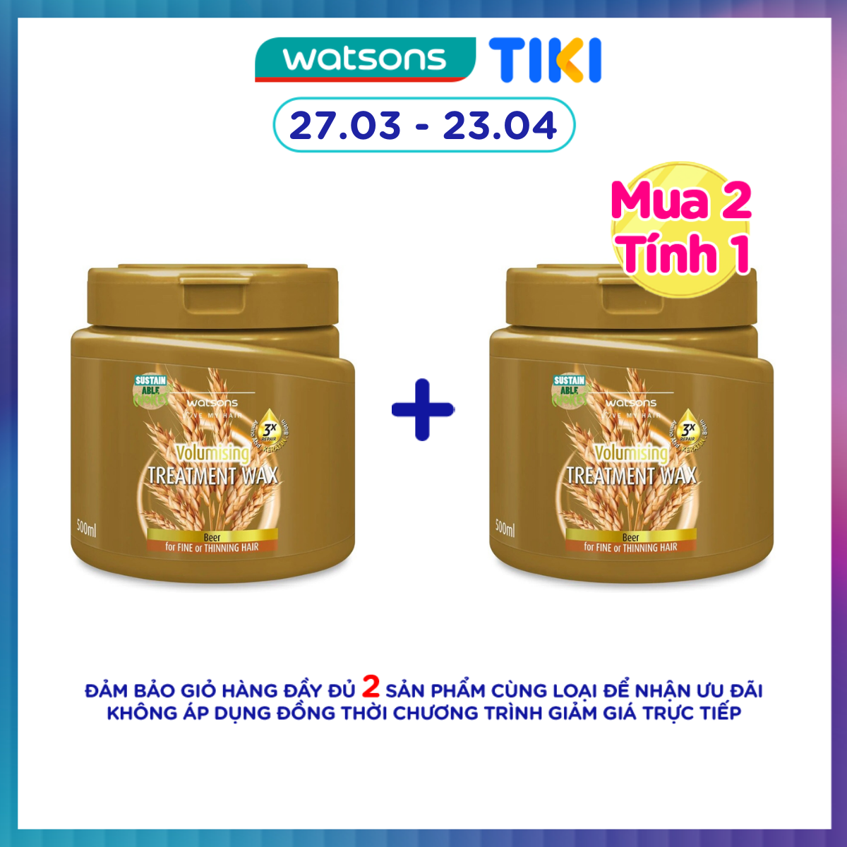 Kem Ủ Tóc Watsons Treatment Wax Beer for Fine Or Thinning Hair 500ml