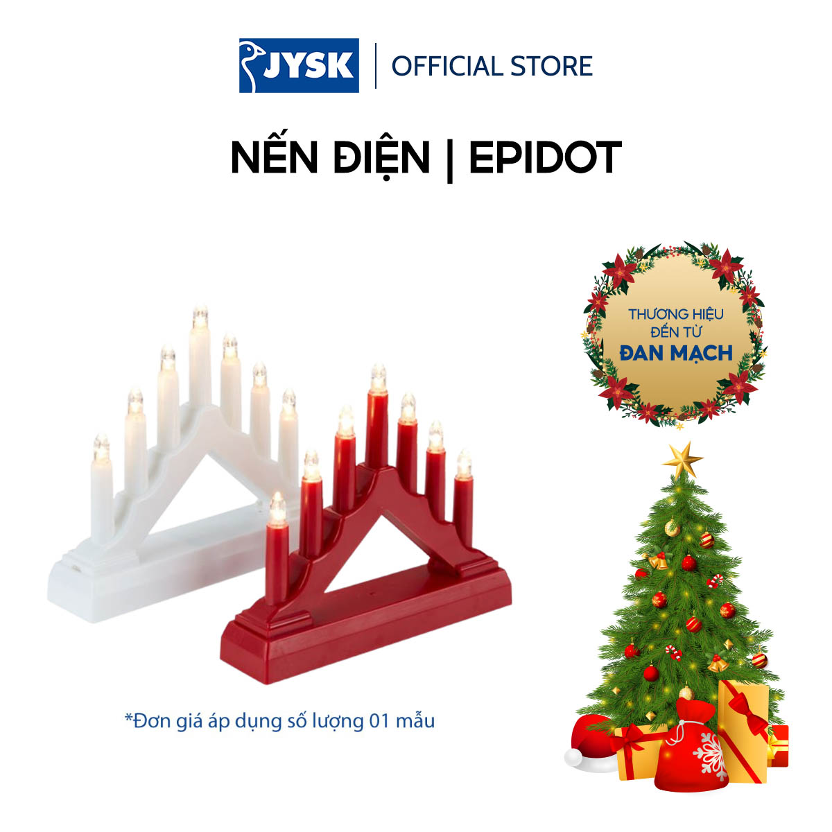 Nến điện | JYSK Epidot | nhựa | trắng/đỏ | R4xD16xC13cm