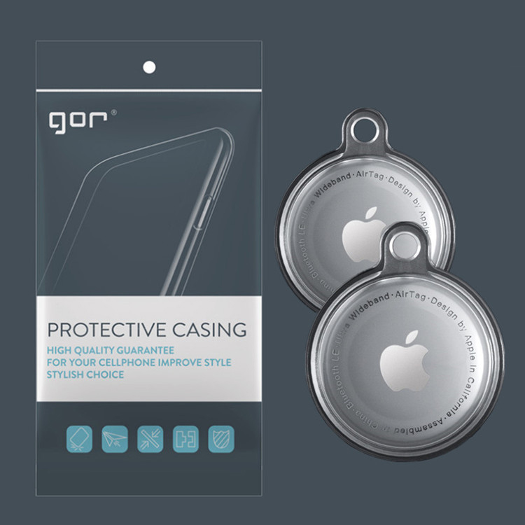 Ốp Case Vỏ Bảo Vệ Silicon TPU trong suốt GOR cho Apple AirTag - Hàng Nhập Khẩu