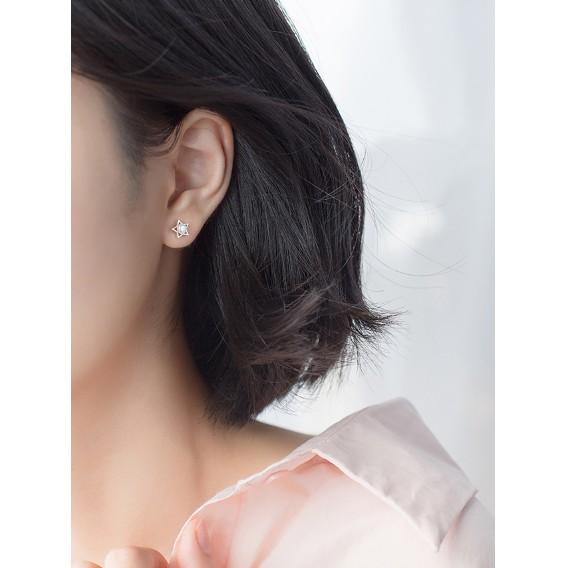 Khuyên tai bạc Ý s925 Sao đính hạt Ngọc E6786 - AROCH Jewelry