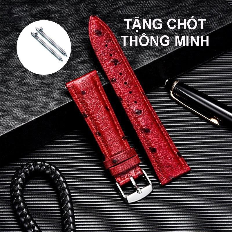 (Màu Đỏ) Dây đồng hồ da ĐÀ ĐIỂU CAO CẤP OL-P8024 tặng CHỐT THÔNG MINH - Đỏ