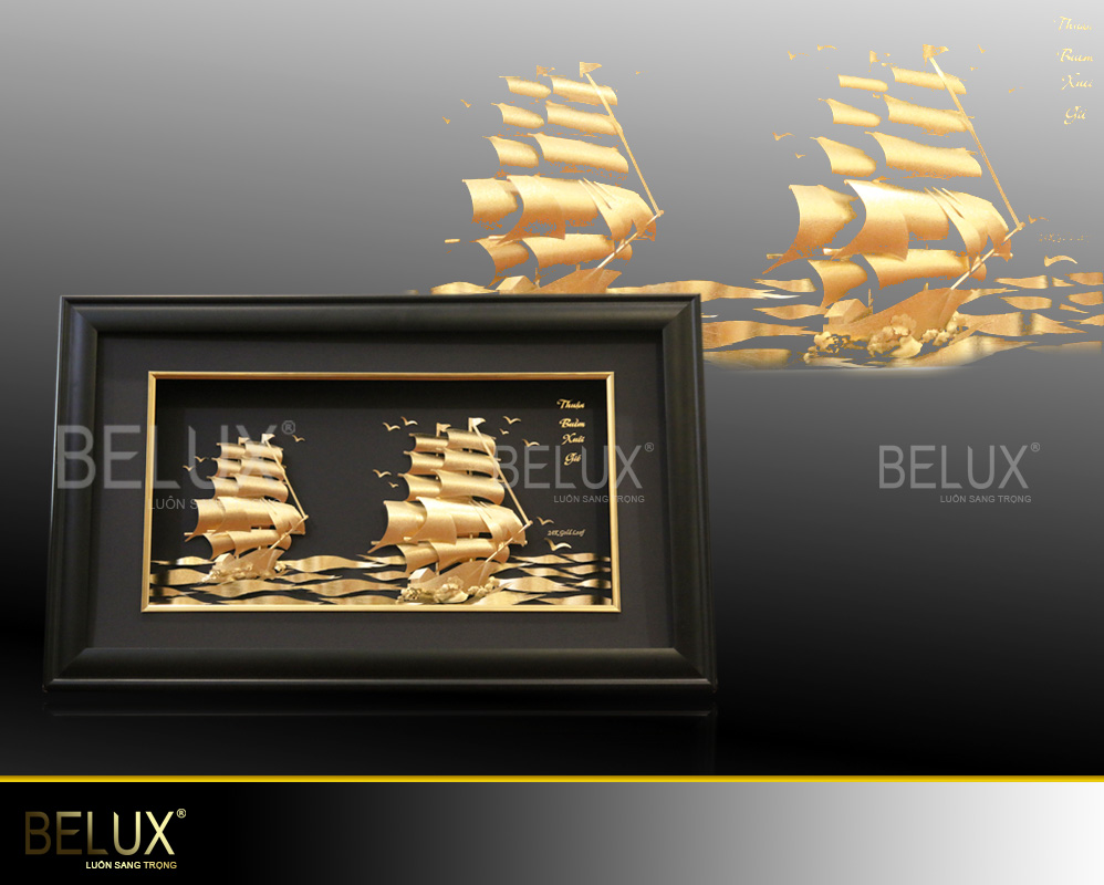 Tranh thuyền dát vàng 24k mẫu 16
