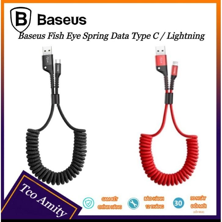 Cáp sạc dây xoắn đàn hồi Baseus Fish Eye Spring Data typeC - Hàng Chính Hãng