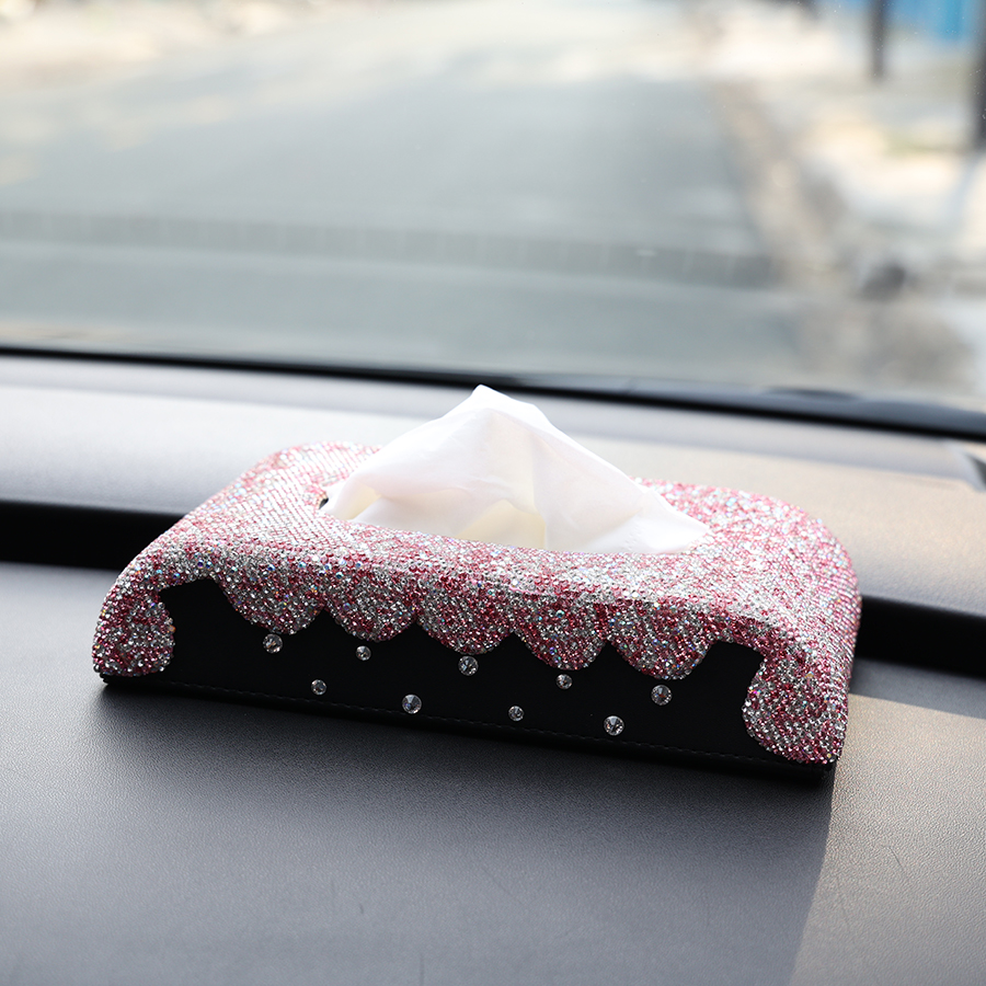 Hộp Đựng Khăn Giấy Đính Đá Trang Trí Bàn Làm Việc, Ô Tô Siêu Sang CIND BOH-014