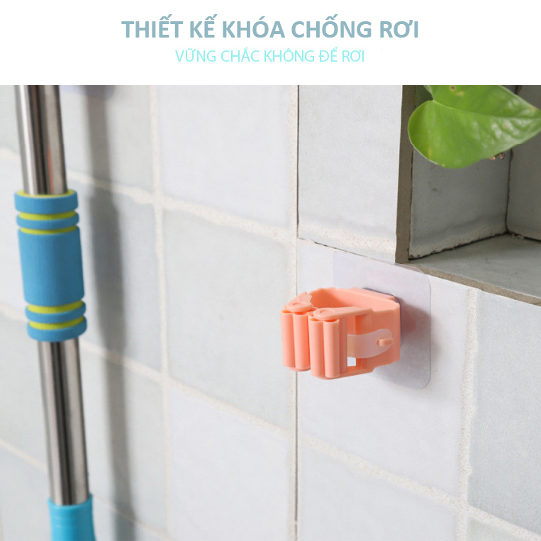 Móc dán tường giữ cây lau nhà, treo chổi chịu lực tốt không thấm nước MOCCHO