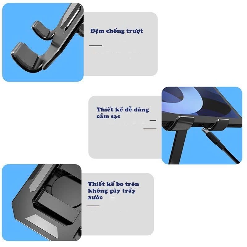 Giá đỡ cho ipad giá đỡ điện thoại máy tính bảng bằng kim loại ViaKing, Xoay 360 độ, Chất liệu thép carbon bền bỉ chắc chắn - Hàng nhập khẩu