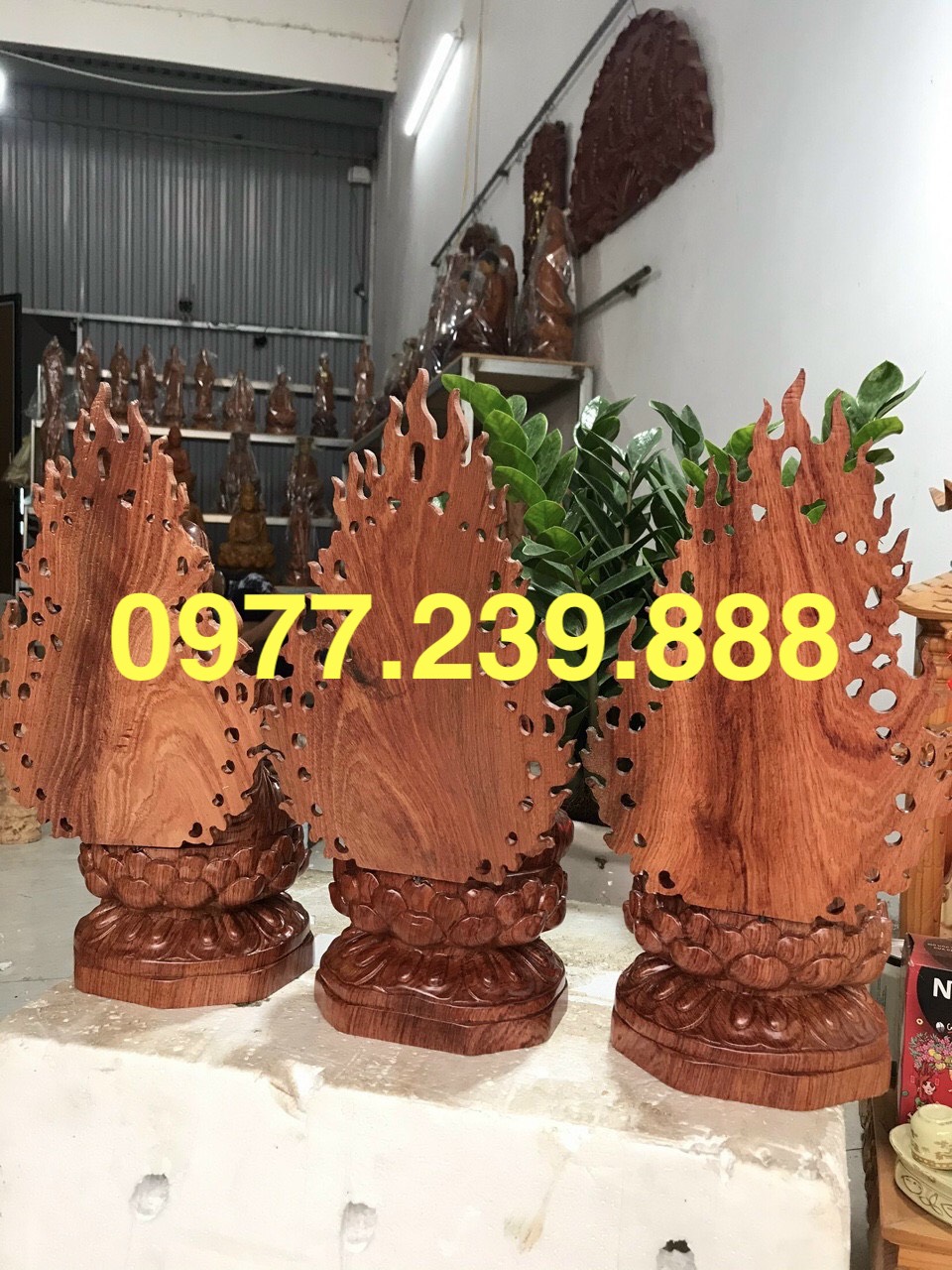 Tượng tam thánh gỗ hương 60cm